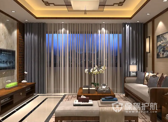 中式风格三居室客厅装饰设计效果图