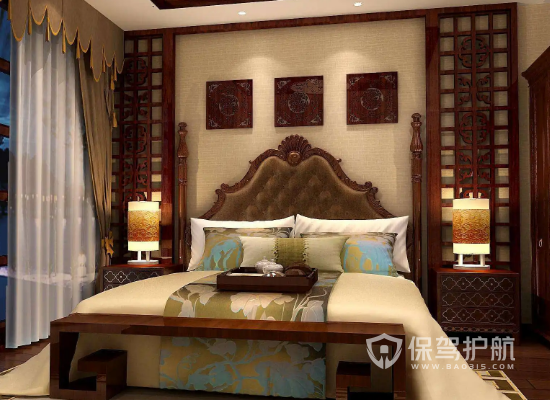 中式风格别墅主卧室装修效果图