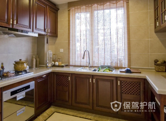 新中式风格别墅厨房装修实景图