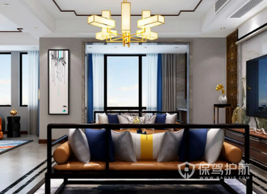 新中式风格别墅大客厅装修效果图