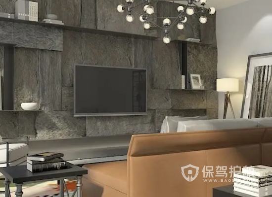 工业风格四居室客厅电视墙装修效果图