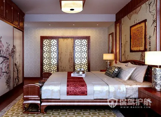 中式古典风格四居室卧室装修效果图