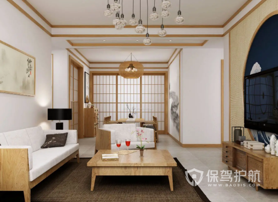日式风格四居室客厅装修实景图
