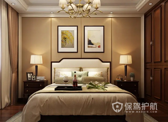 三室一厅美式古典风格卧室装修效果图