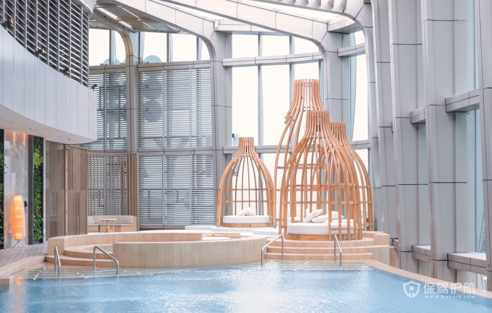 现代时尚风格商旅酒店泳池装修效果图