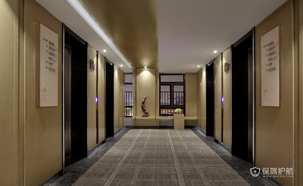 后现代风格星级酒店客房走廊装修效果图
