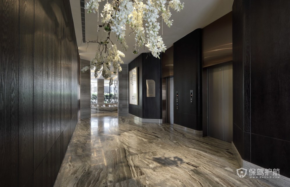 现代风格商务酒店电梯走廊装修效果图