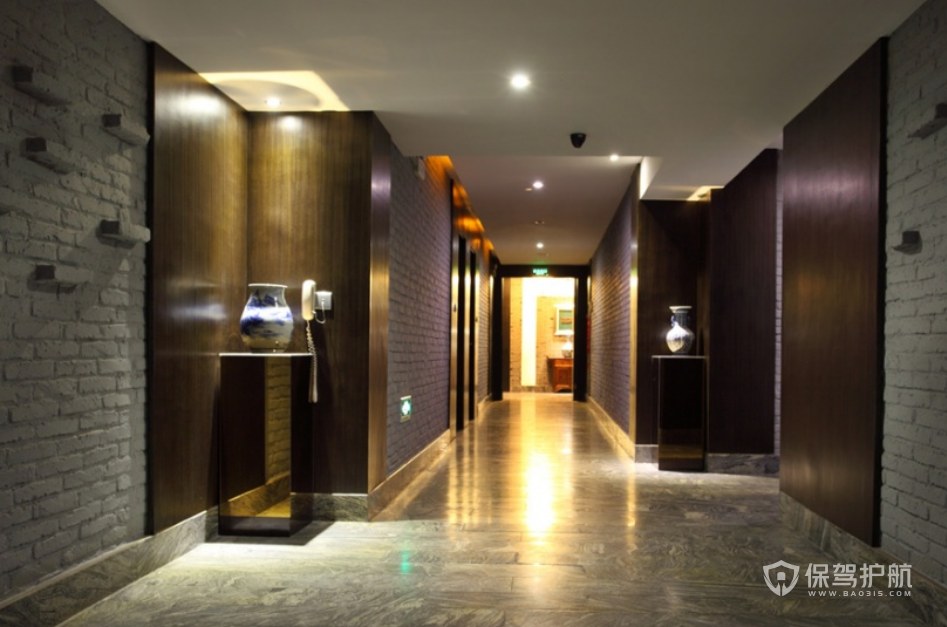 中式风格温泉度假酒店走廊装修效果图