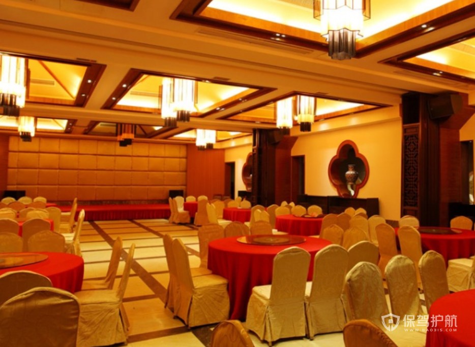 中式风格温泉度假酒店宴会厅装修效果图
