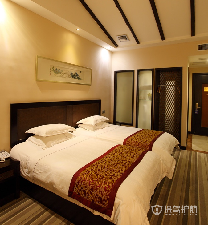 中式风格温泉度假酒店客房装修效果图
