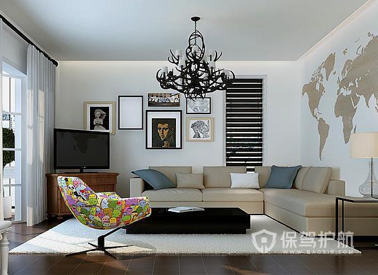 现代简约风格三居室客厅装饰效果图