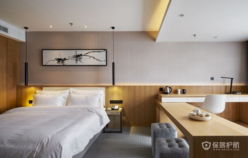 现代日式风格星级酒店客房装修效果图