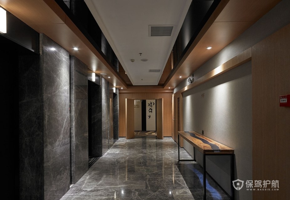 现代日式风格星级酒店走廊装修效果图