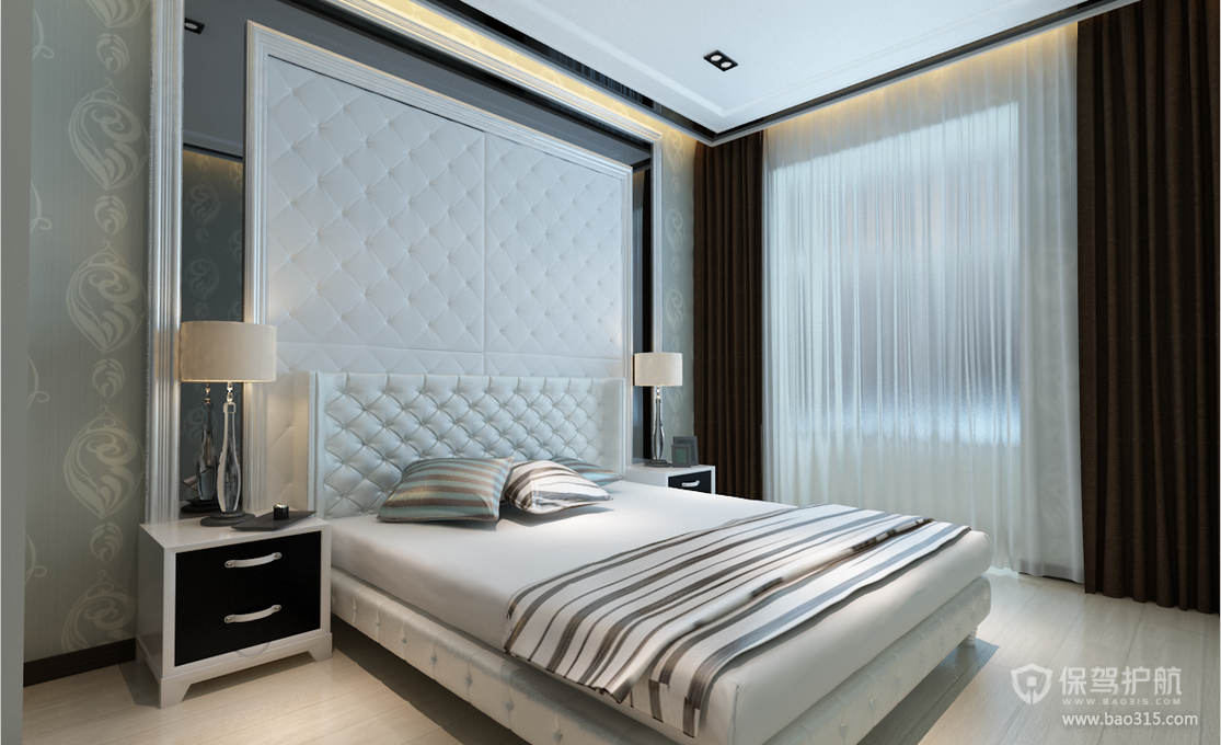85㎡现代风格卧室床头背景墙装修效果图-现代风格床图片