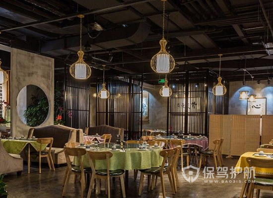 中式工业风格餐馆吊顶装修效果图