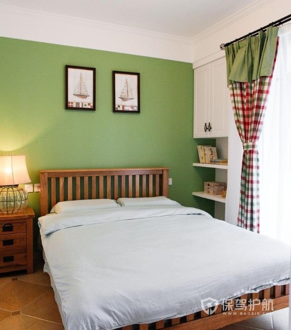 卧室浅绿色墙面效果图图片