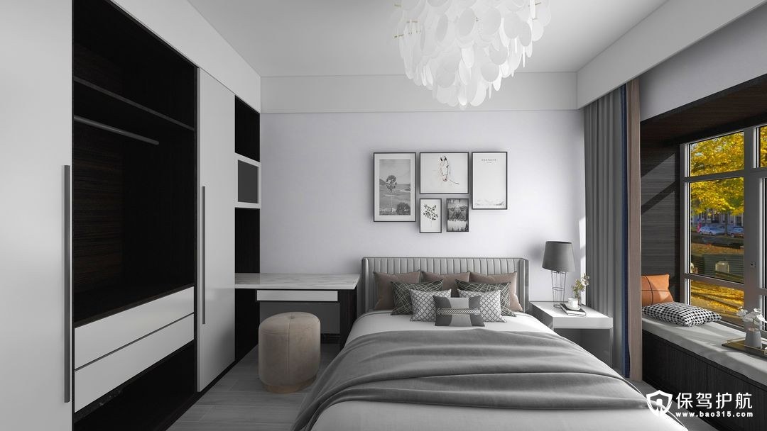 白灰色四居室现代简约风格装修效果图