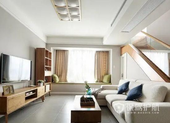 简约日式风格小复式客厅装修实景图