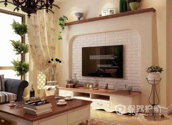 简约田园风格两居室电视墙装修效果图