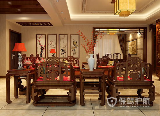 中式古典风格四房两厅客厅装修效果图