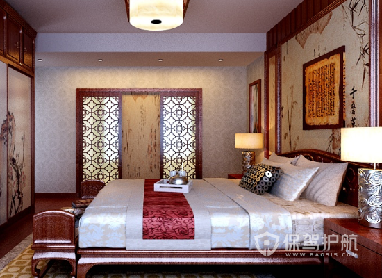 中式古典风格四居室卧室装修实景图