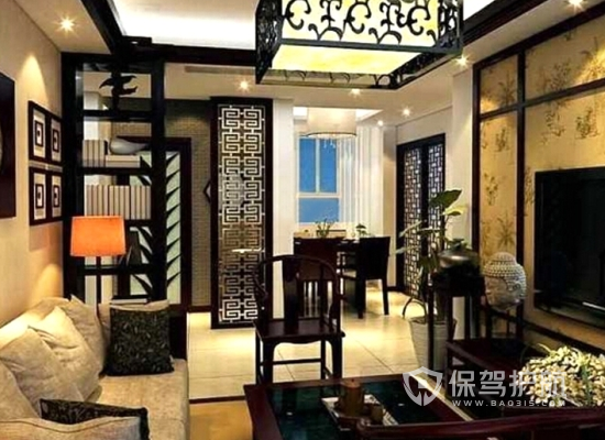 中式古典风格两居室客厅装修实景图