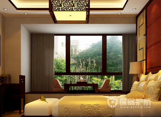 中式风格三居室卧室装修实景图