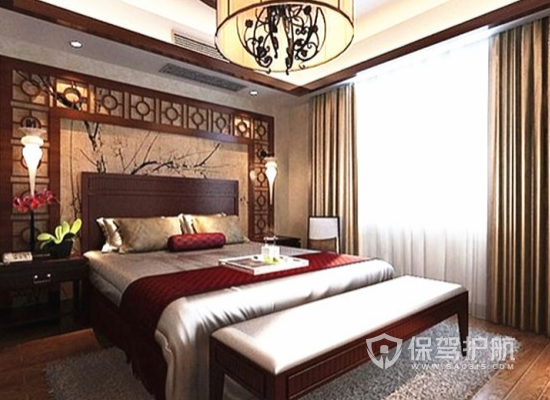 中式风格两居室卧室装修实景图