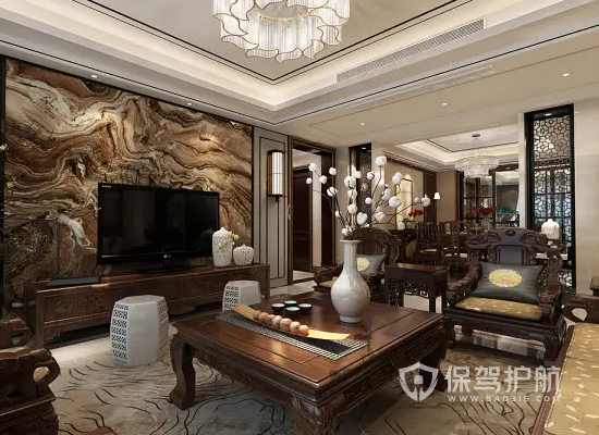 新中式风格客厅装修实景图