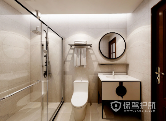 新中式风格复式楼卫生间装修实景图