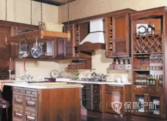 美式古典风格复式房厨房装修实景图