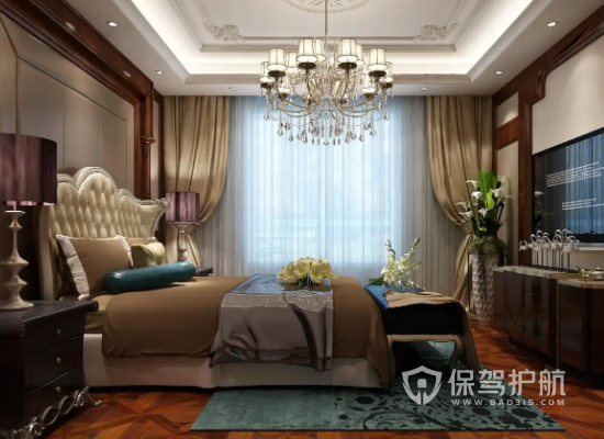 美式古典风格复式房次卧装修实景图