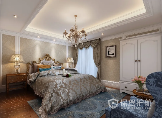欧式古典风格复式房次卧装修实景图