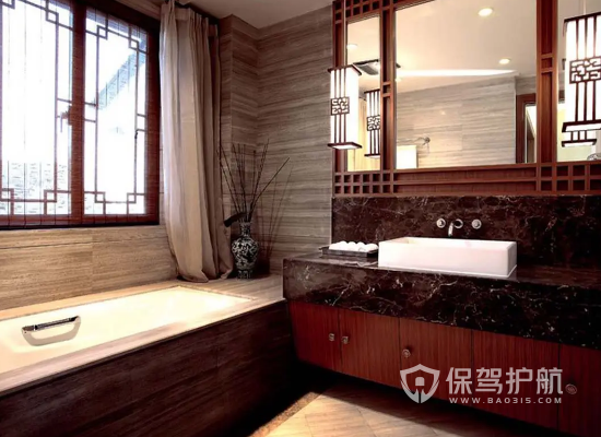 中式古典风格复式楼卫生间装修实景图