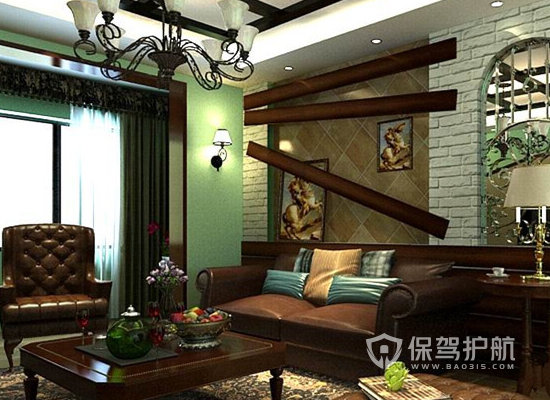 古典美式风格客厅装修实景图