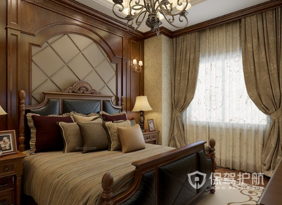 美式古典风格卧室装修实景图
